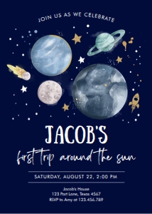 Invitation Space Planets Boy Dark design preview