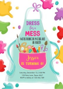 Birthday Invitation Art Party Apron Girl Bright design preview