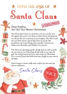 Letter From Santa White design preview