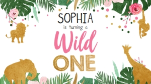 Gift Box Label Safari Animals Wild One Girl design preview