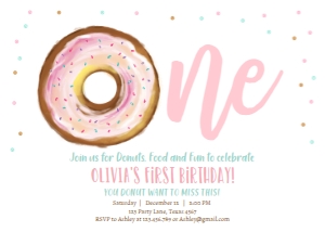 Birthday Invitation Donut Watercolor One design preview