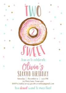 Birthday Invitation Two Sweet Watercolor Vertical design preview