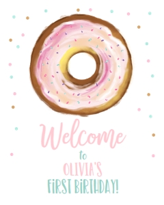 Welcome Sign Donut Watercolor Vertical design preview