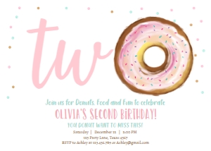 Birthday Invitation Donut Watercolor Two design preview