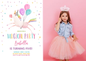 Birthday Invitation Magical Unicorn - Photo design preview