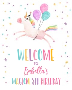 Welcome Sign Unicorn Balloons Magical design preview
