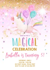 Birthday Invitation Unicorn Magical Celebration Vertical Sparkle design preview