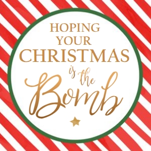 Favor Tag Christmas is the Bomb Stripes Gold design preview