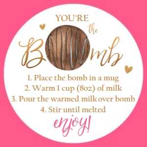 Favor Tag Hot Chocolate Bomb Valentine Pink Bomb Square: Favor Tag Hot Chocolate Bomb Valentine Pink Bomb