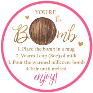 Favor Tag Hot Chocolate Bomb Valentine Pink Bomb Round: Favor Tag Hot Chocolate Bomb Valentine Pink Bomb
