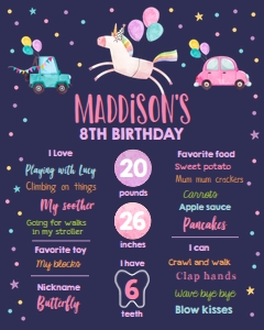 Birthday Milestone Poster Unicorn Drive By Dark design preview