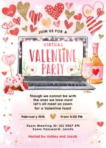 Virtual Valentine Party Invitation Laptop design preview