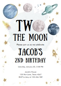 Invitation Space Planets Boy Two The Moon White v3 0357 design preview