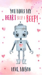 Favor Tag Valentine Watercolor Robot Grey: Favor Tag Valentine Watercolor Robot Grey