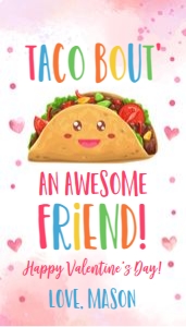 Favor Tag Valentine Watercolor Taco Boy design preview