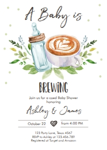 A Baby is Brewing Invitation Coffee design preview