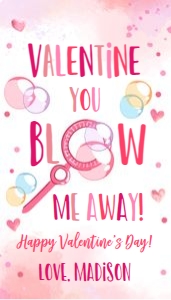 Favor Tag Valentine Watercolor Bubbles Pink design preview