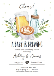 A Baby is Brewing Invitation Beer Coffee design preview