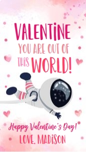 Favor Tag Valentine Watercolor Astronaut Pink design preview