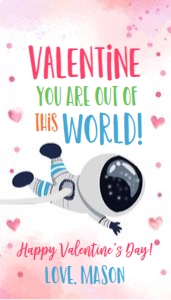 Favor Tag Valentine Watercolor Astronaut Blue design preview