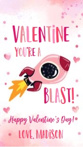 Favor Tag Valentine Watercolor Rocket Pink 2 design preview