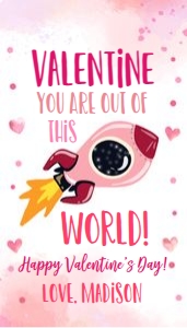 Favor Tag Valentine Watercolor Rocket Pink design preview