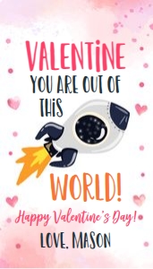 Favor Tag Valentine Watercolor Rocket Blue design preview
