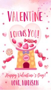 Favor Tag Valentine Watercolor Chew Pink design preview