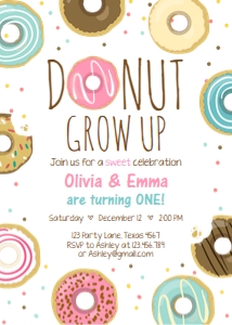 Birthday Invitation Donut Grow Up 2 design preview