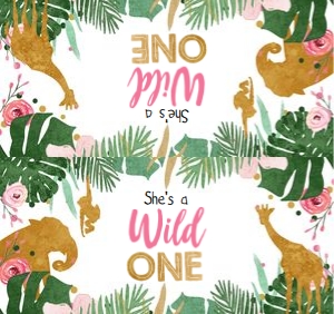 Treat Bag Toppers Safari Animals Girl Wild One design preview