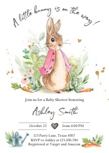 Invitation Baby Shower Flopsy Bunny Pink design preview