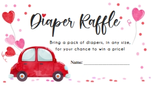 Diaper Raffle Ticket Sweetheart Drive By Car design preview