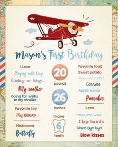 Birthday Milestone Poster Vintage Red Airplane design preview