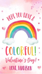 Favor Tag Valentine Watercolor Rainbow design preview
