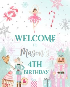 Welcome Sign Birthday Nutcracker Sweets Blue Silver design preview