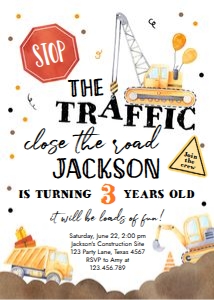 Birthday Invitation Construction White design preview