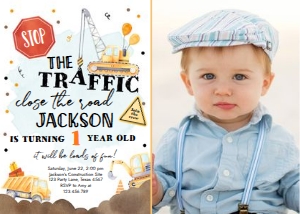 Birthday Invitation Construction - With Photo design preview