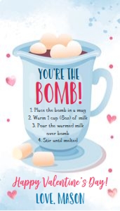 Favor Tag Valentine Watercolor Hot Chocolate Blue design preview