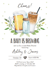 A Baby Is Brewing Invitation Cold Brew Coffee design preview