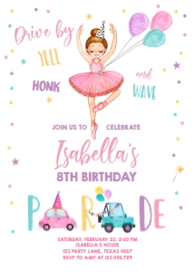 Birthday Invitation Drive By Ballerina design preview