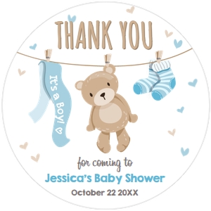 Tag Teddy Bear Baby Shower Blue White design preview