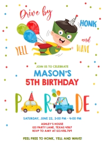 Birthday Invitation Drive By Superhero V2 Vertical design preview