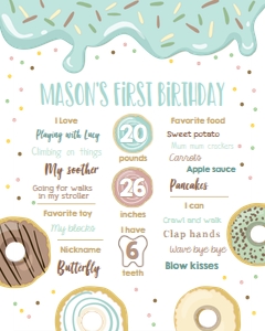 Birthday Milestone Poster Donut Pastel Boy design preview