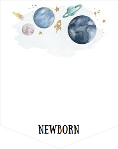 Birthday Monthly Photo Banner Space Planets Boy White design preview