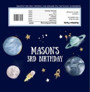 Candy Bar Wrapper Space Planets Boy Dark design preview