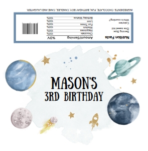 Candy Bar Wrapper Space Planets Boy White design preview