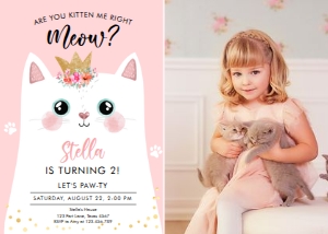Invitation Kitten Crown Meow Pink - Photo design preview