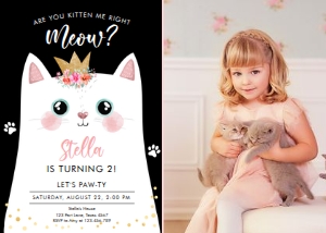 Invitation Kitten Crown Meow Black - Photo design preview