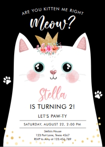 Invitation Kitten Crown Meow Black design preview