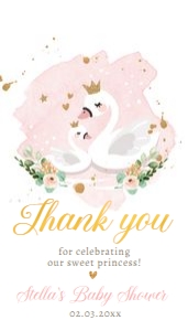 Favor Tag Swan Baby Shower design preview